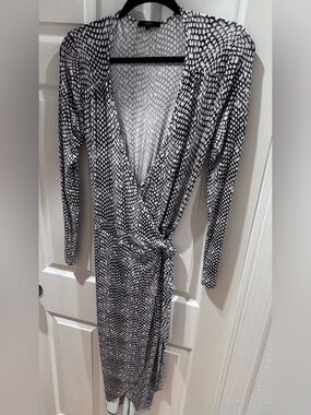 Tart - Black and White Snake Print Wrap Dress Small